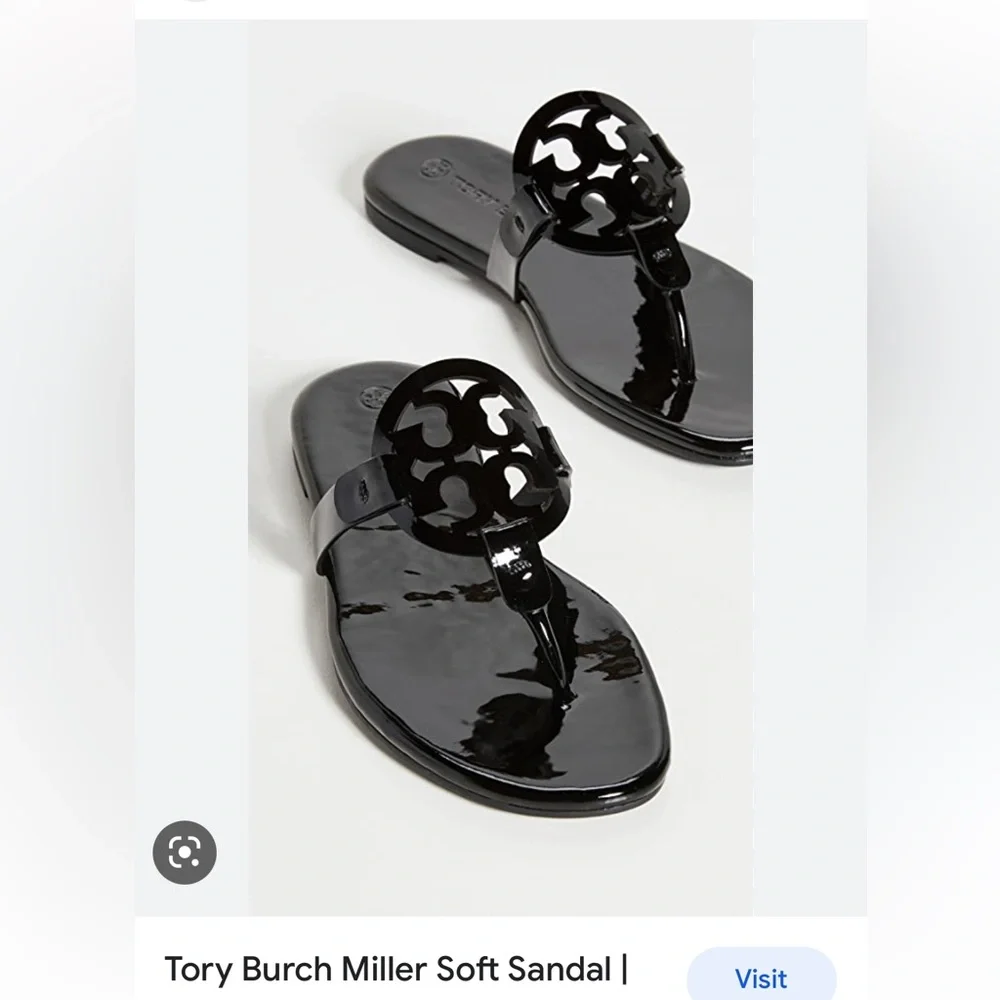 Tory Burch Miller Black soft sandal patent leather Size 9 gently used